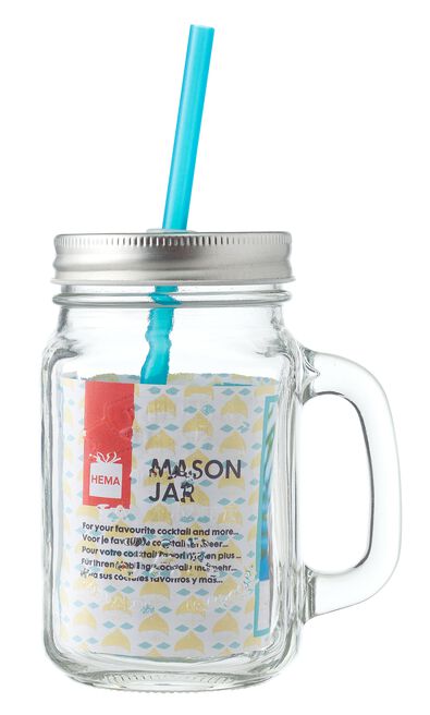 mason jar avec paille 450 ml - 9401029 - HEMA
