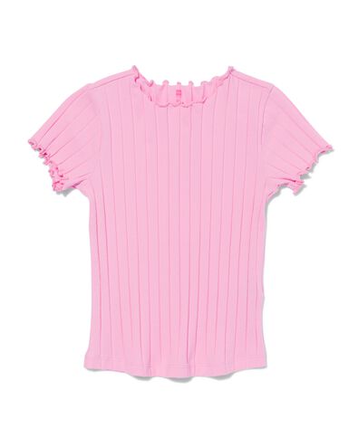Kinder-T-Shirt, gerippt rosa 146/152 - 30834059 - HEMA