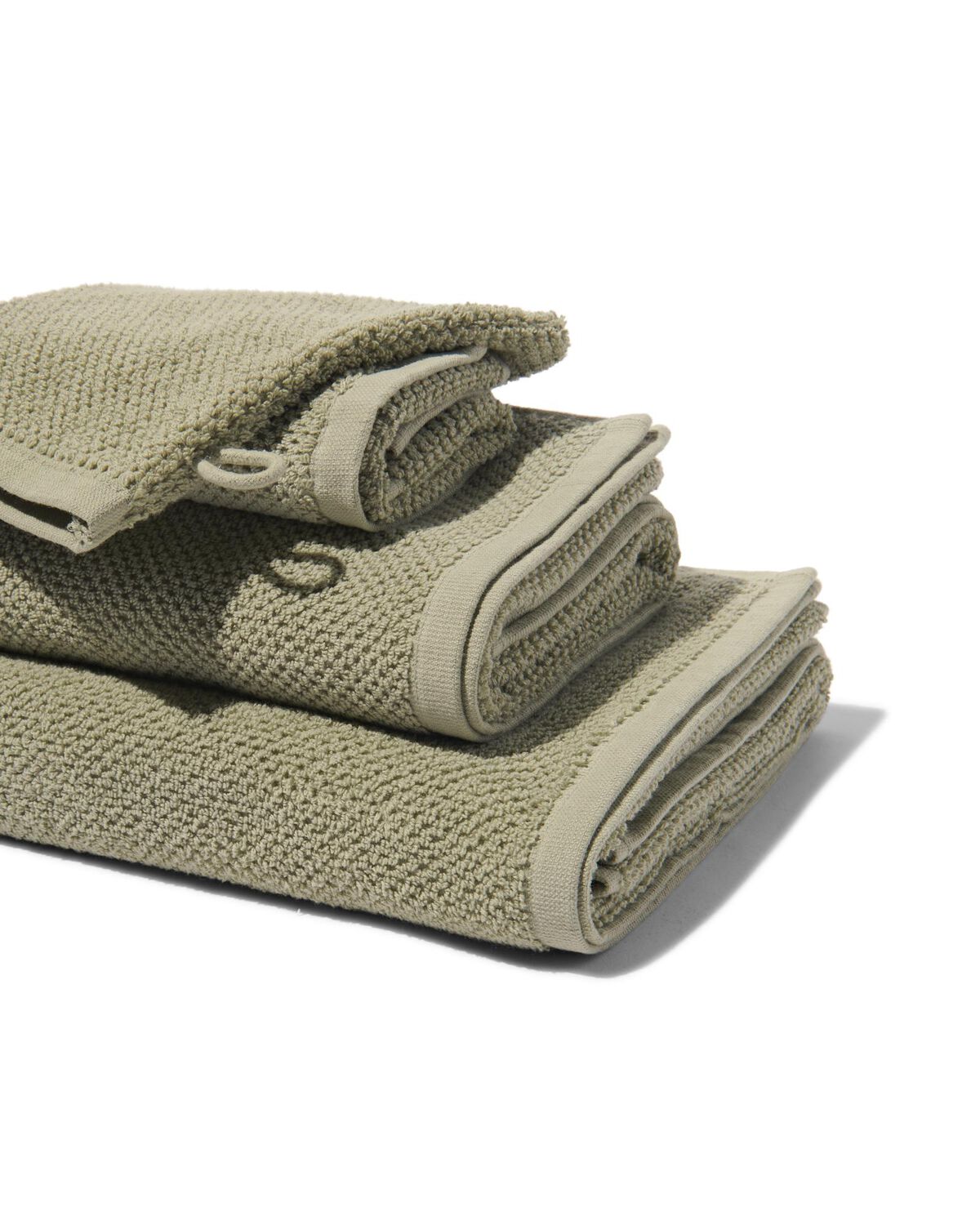serviettes de bain vert clair en coton recyclé  - 200386 - HEMA