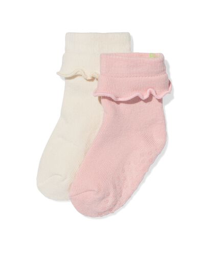 babysokken terry ruffle - 2 paar beige - 4700770BEIGE - HEMA