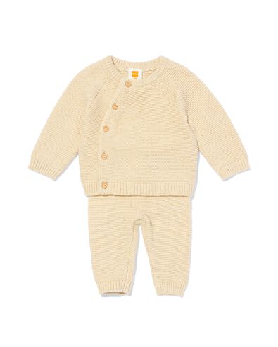 newborn kledingset grofgebreid zand zand - 33439020SAND - HEMA