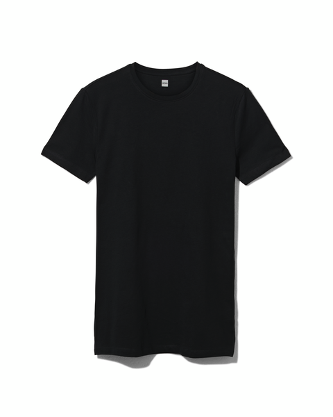 2er-Pack Herren-T-Shirts, Regular Fit, Rundhalsausschnitt, extralang schwarz L - 34277075 - HEMA