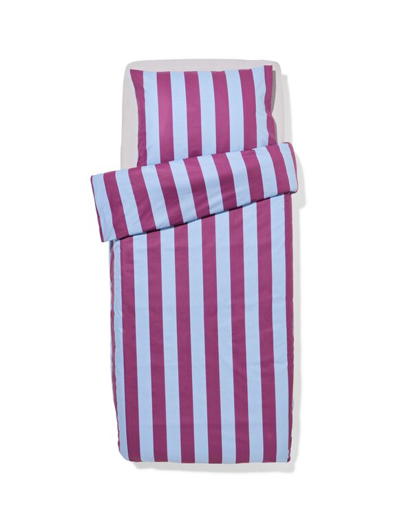 dekbedovertrek 140x200/220cm zacht katoen strepen blauw-paars - 5720198 - HEMA