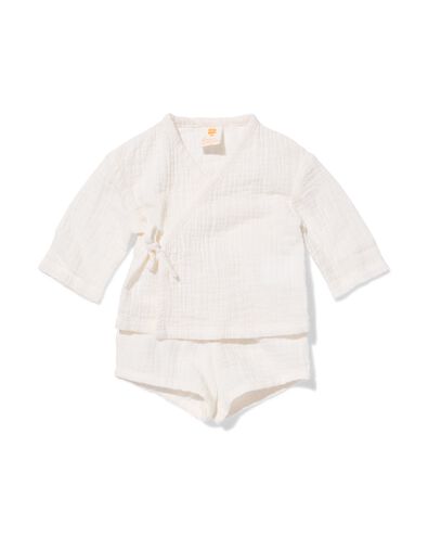 newborn kledingset mousseline gebroken wit gebroken wit - 33455320OFFWHITE - HEMA
