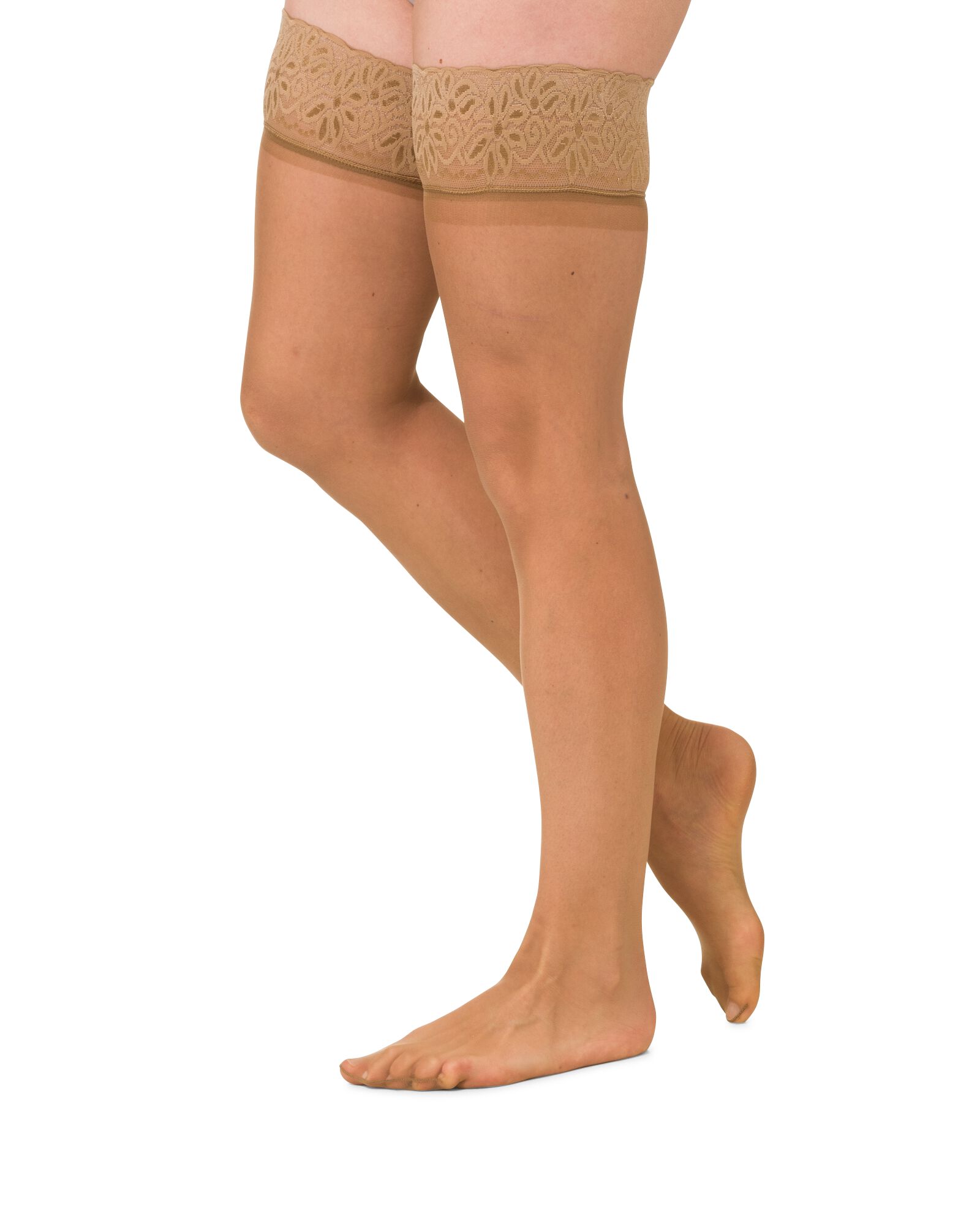 halterlose Str&uuml;mpfe mit Spitze, matt, 15 Denier naturfarben - 1000000959 - HEMA