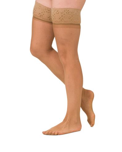 halterlose Str&uuml;mpfe mit Spitze, matt, 15 Denier naturfarben - 1000000959 - HEMA