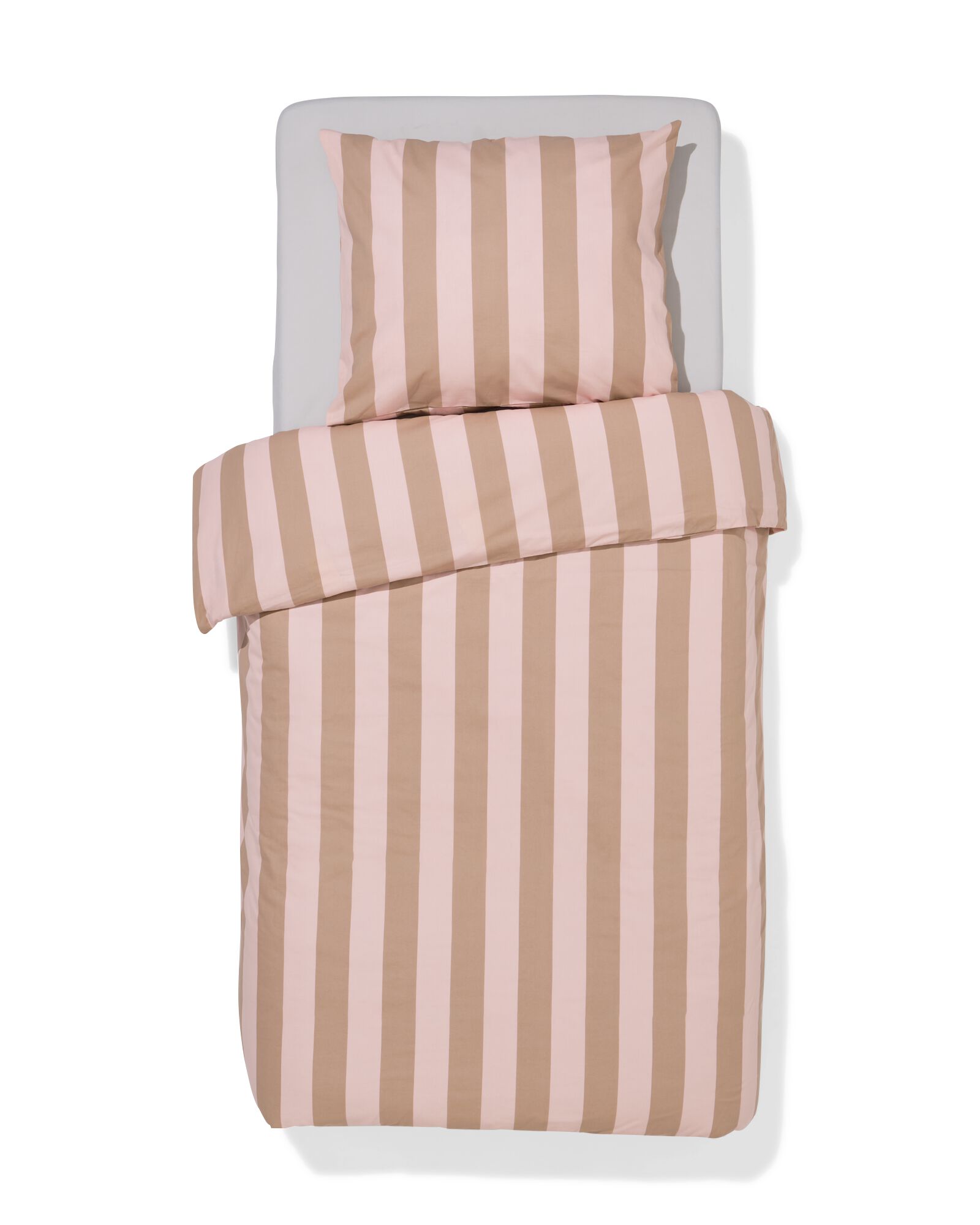 housse de couette 140x200/220cm coton doux ray&eacute; rose - 5750146 - HEMA