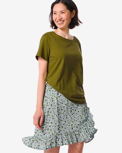 t-shirt femme Alara avec bambou vert foncé - 1000031260 - HEMA