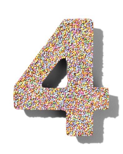 chiffre de fête 4 en chocolat avec perles multicolores - 10360005 - HEMA