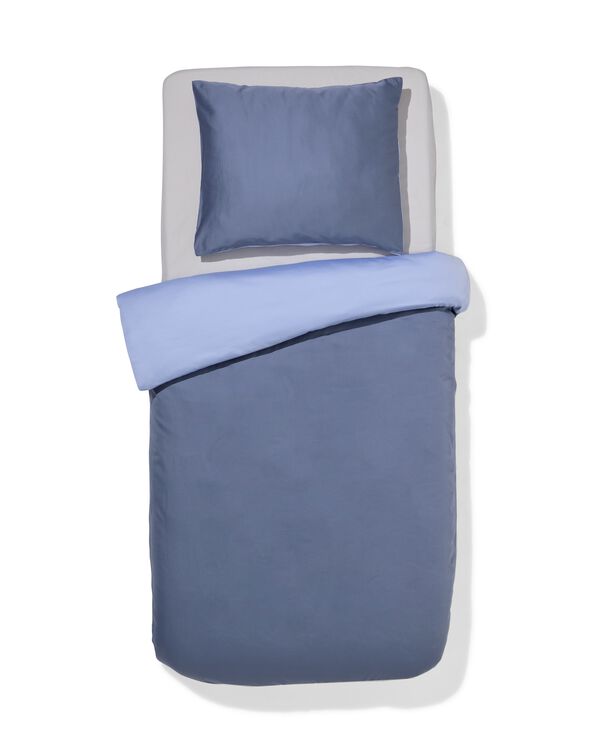housse de couette 140x200/220cm bleu satin - 5750158 - HEMA