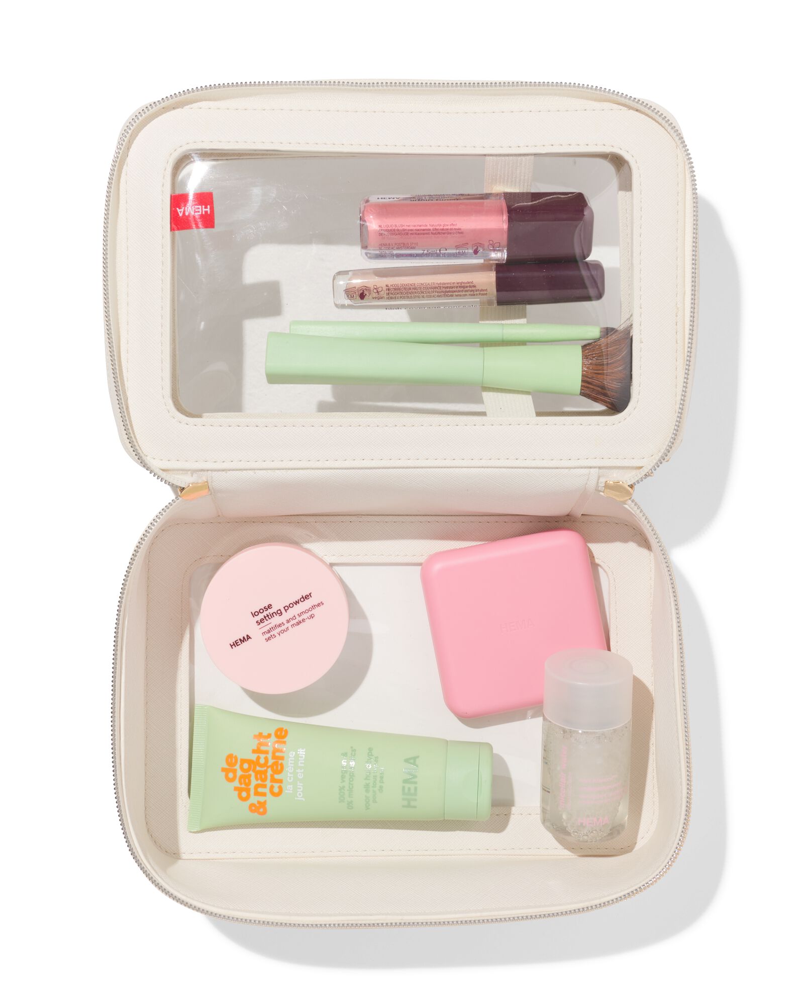trousse de toilette 23x15x9cm double couche transparente - 11890748 - HEMA