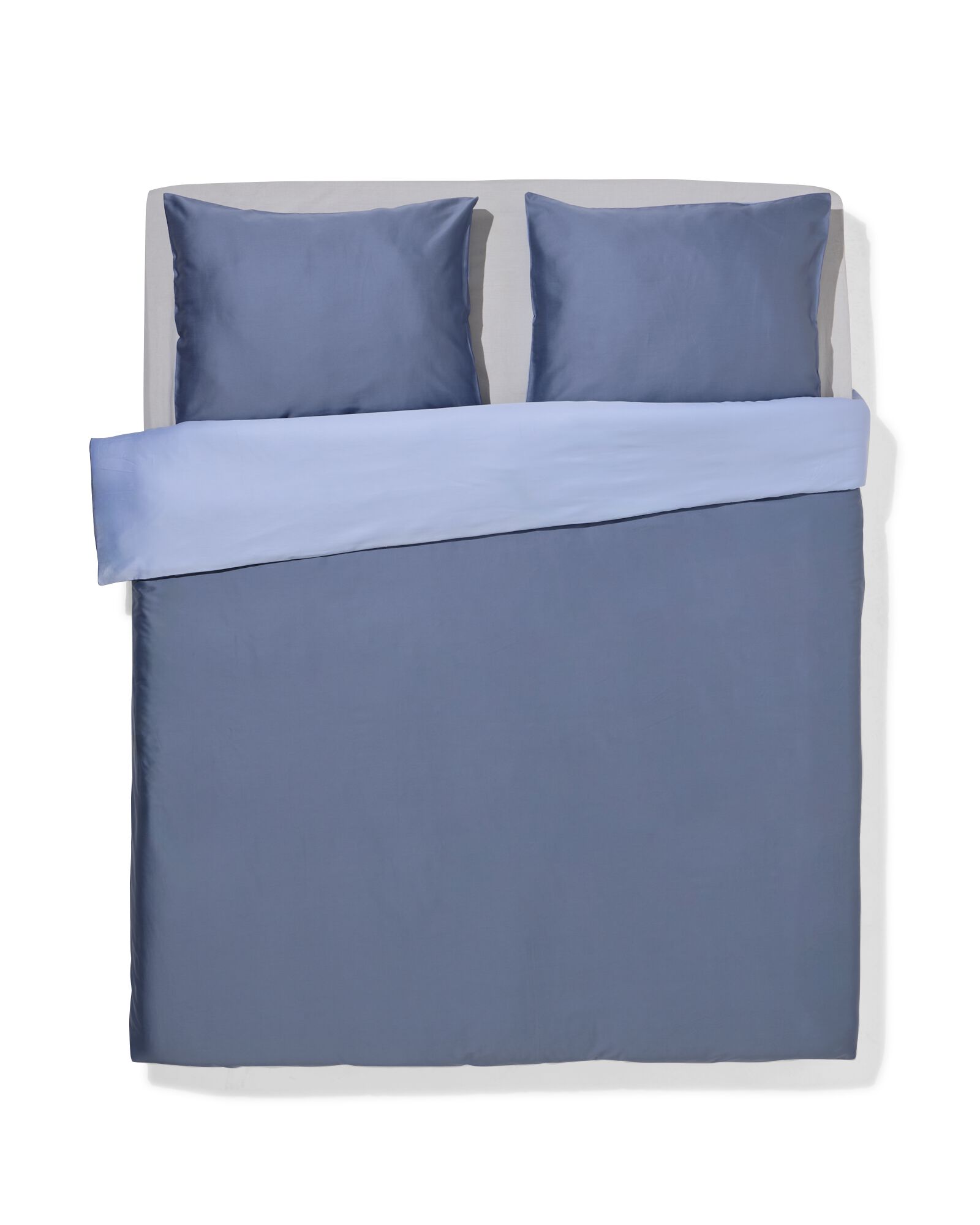 housse de couette 200x200/220cm bleu satin - 5750159 - HEMA