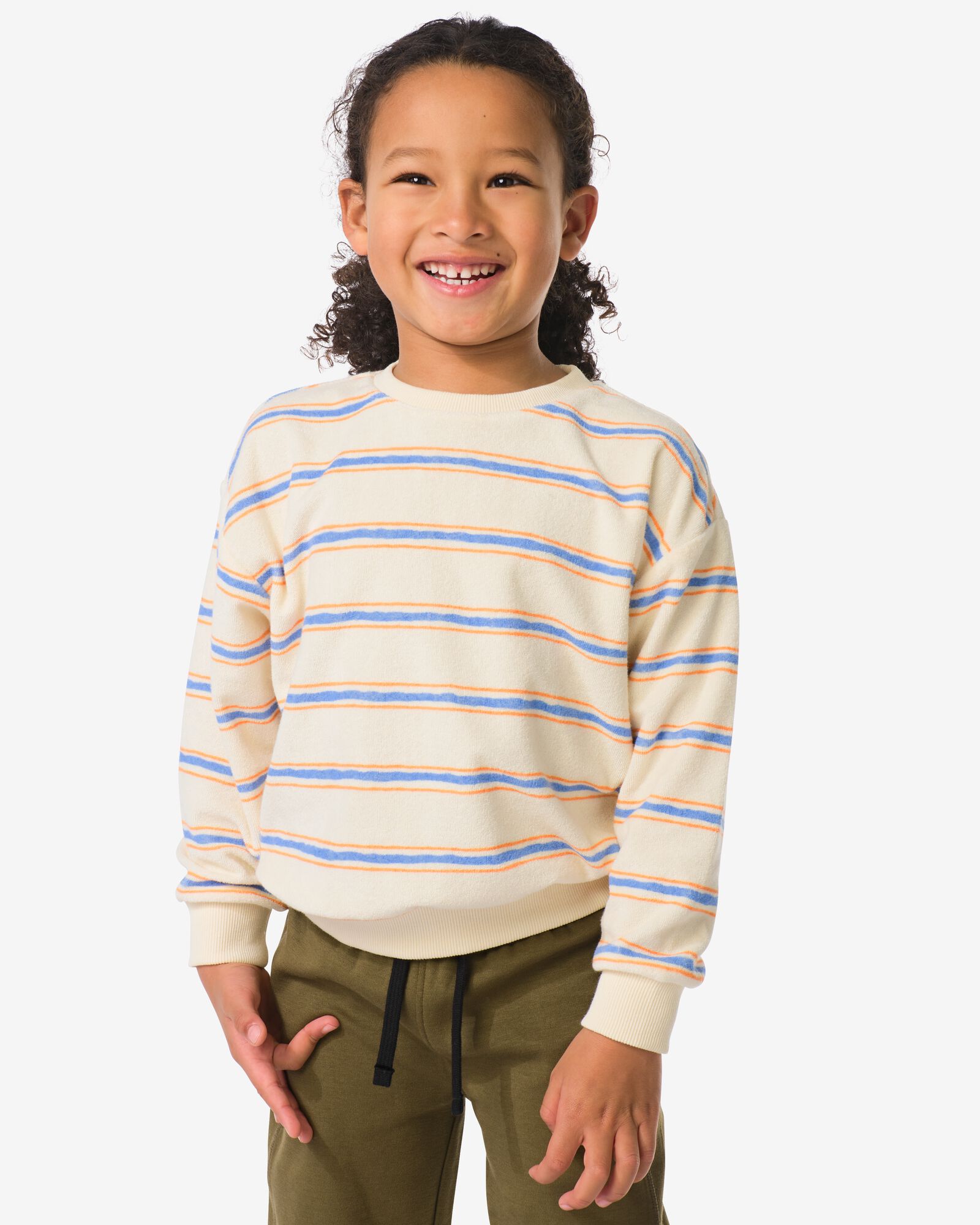 kindertrui gebreid strepen regular fit &eacute;cru &eacute;cru - 30716701ECRU - HEMA