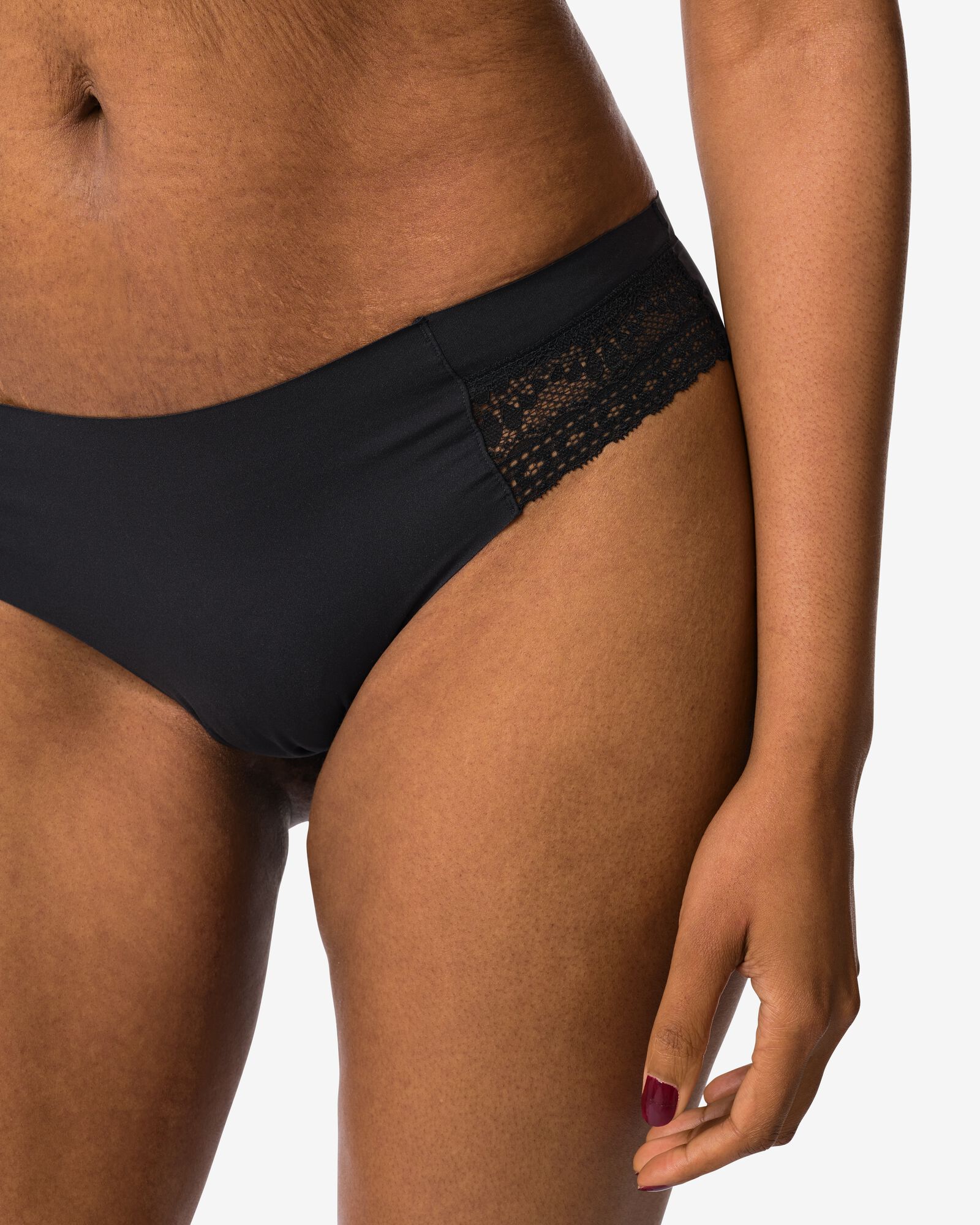 dames brazilian micro met kanten inzet zwart - 1000021590 - HEMA