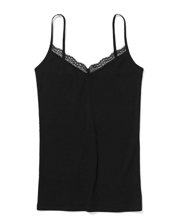 d&eacute;bardeur femme &agrave; bretelles spaghetti en dentelle noir - 19691224BLACK - HEMA