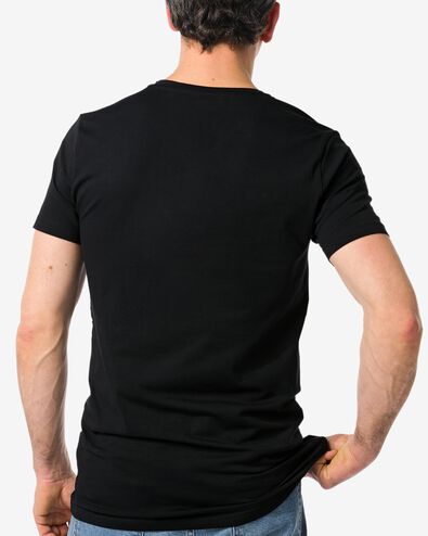 heren t-shirt slim fit v-hals extra lang zwart - 1000009853 - HEMA