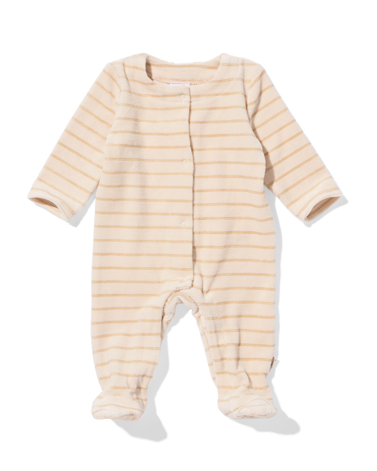 newborn jumpsuit velours rib strepen zand zand - 33447520SAND - HEMA