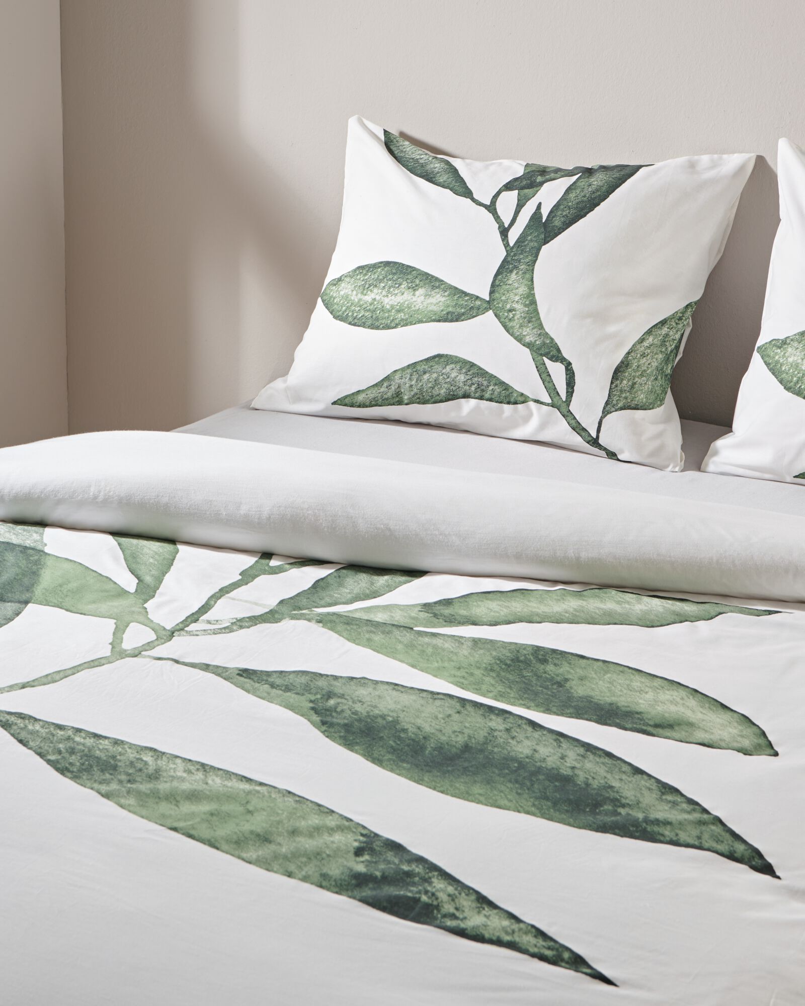 housse de couette 240x200/220cm coton doux branche d'olivier vert - 5790166 - HEMA