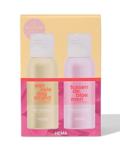 mini douchemousse bloemen en strand 100ml - 2 stuks - 11380080 - HEMA