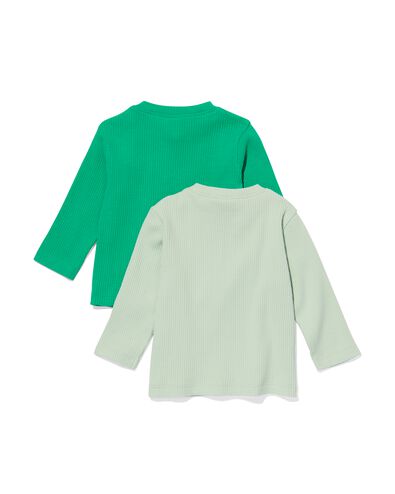 2 t-shirts bébé côtelés coton biologique vert vert - 33100350GREEN - HEMA