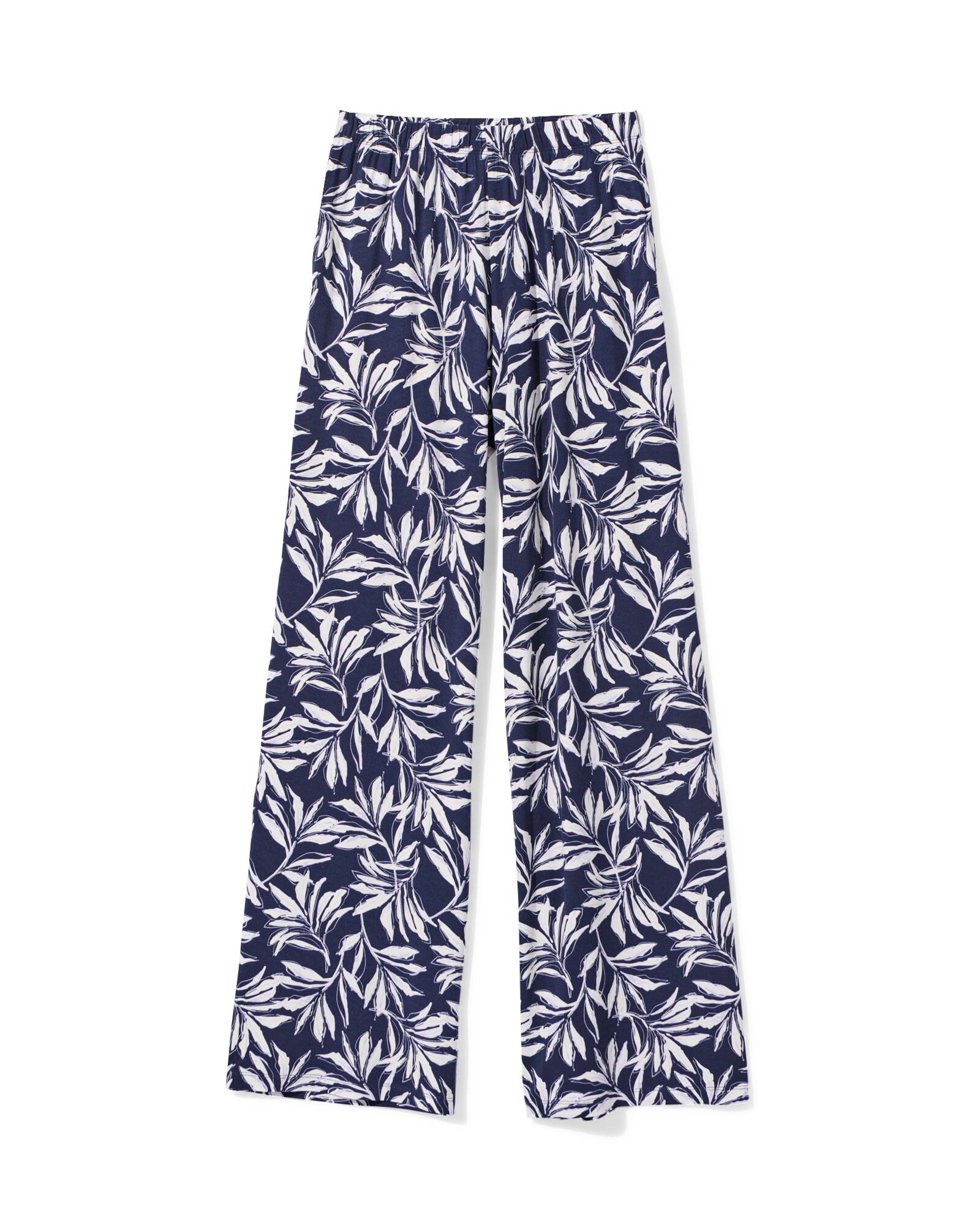 Damenhose Mila, Wide Fit, Jersey, Bl&auml;tter dunkelblau dunkelblau - 36203530DARKBLUE - HEMA