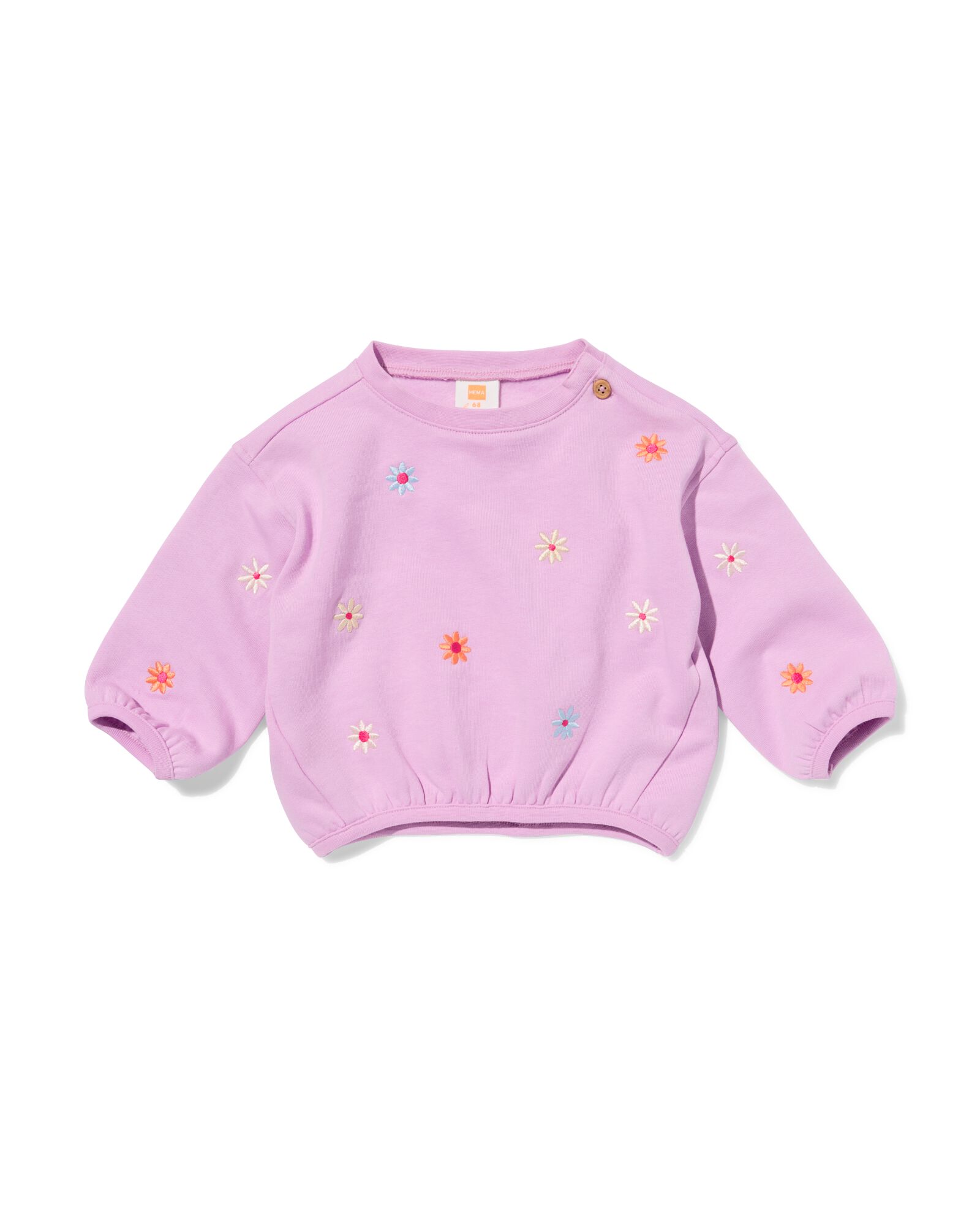 babytrui jersey borduursel bloemen paars - 33071070PURPLE - HEMA