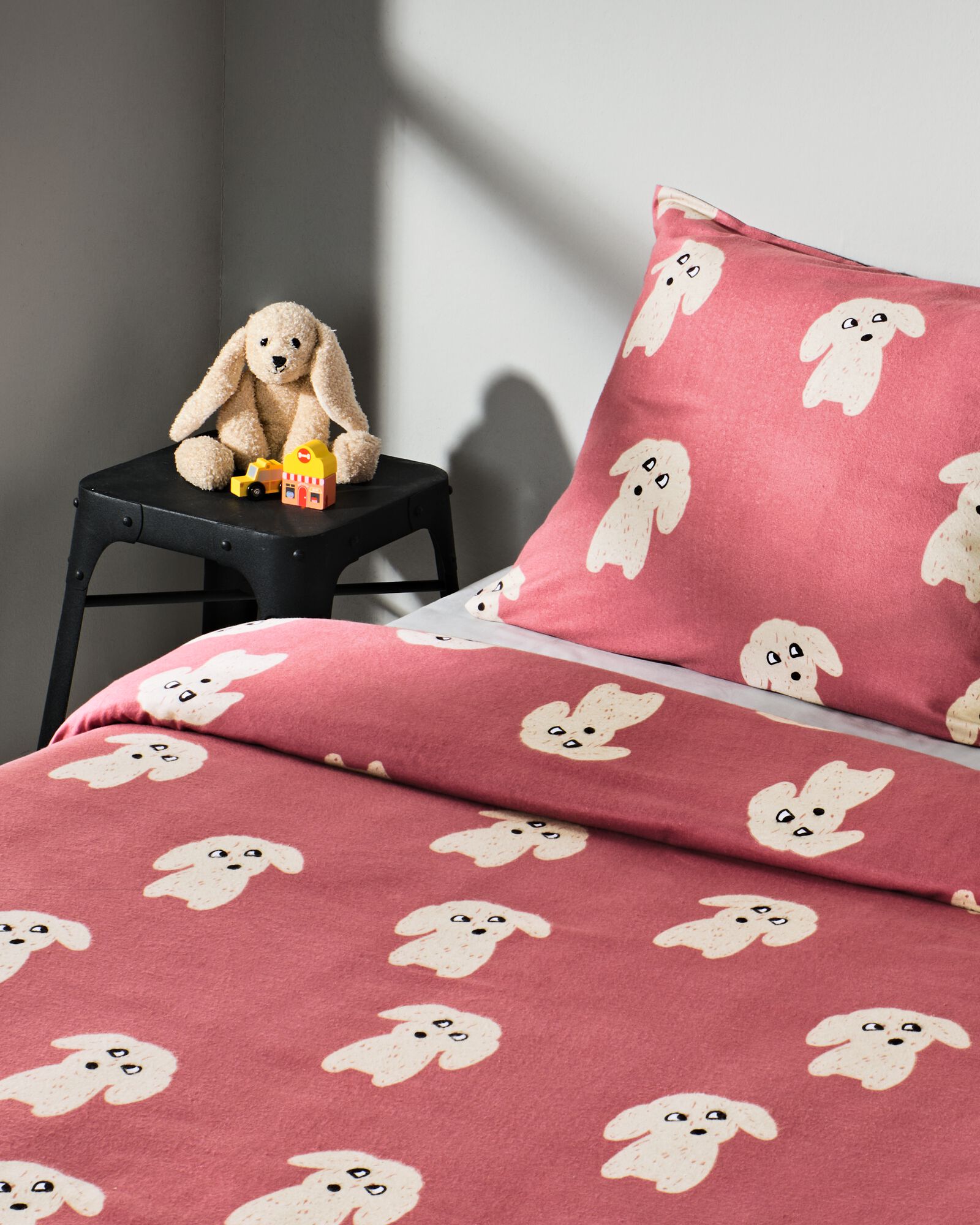 housse de couette enfant flanelle 140 x 200 chien rouge  - 5760091 - HEMA