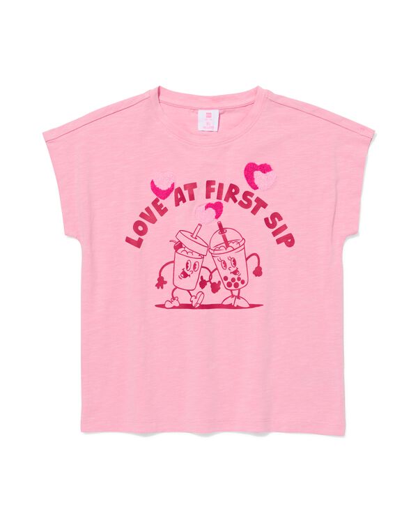 kinder T-shirt jersey drinks roze roze - 30843123PINK - HEMA