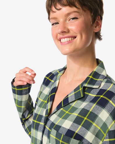 chemise de nuit femme flanelle carreaux bleu foncé bleu foncé - 23412015DARKBLUE - HEMA