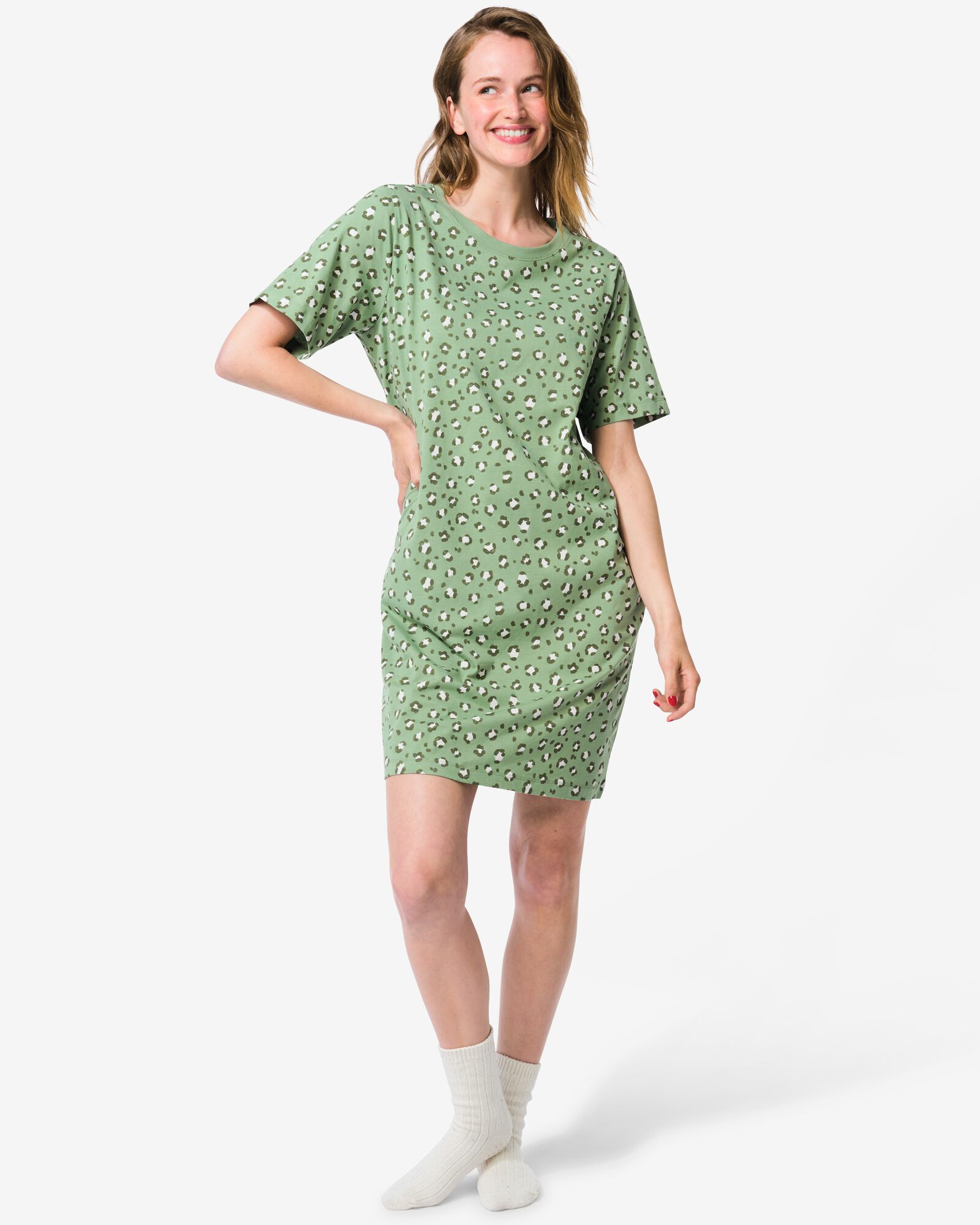 nuisette femme jersey l&eacute;opard vert vert - 23401325GREEN - HEMA