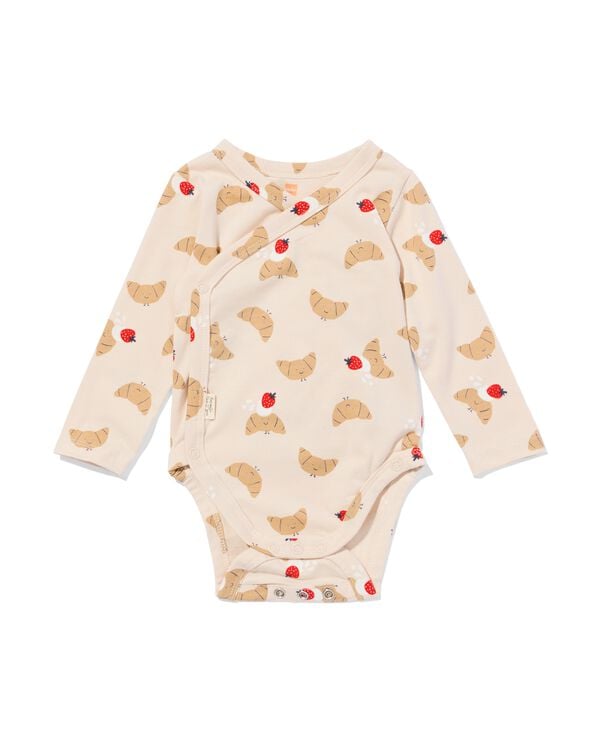 newborn meegroei overslag body ecru ecru - 33447320ECRU - HEMA