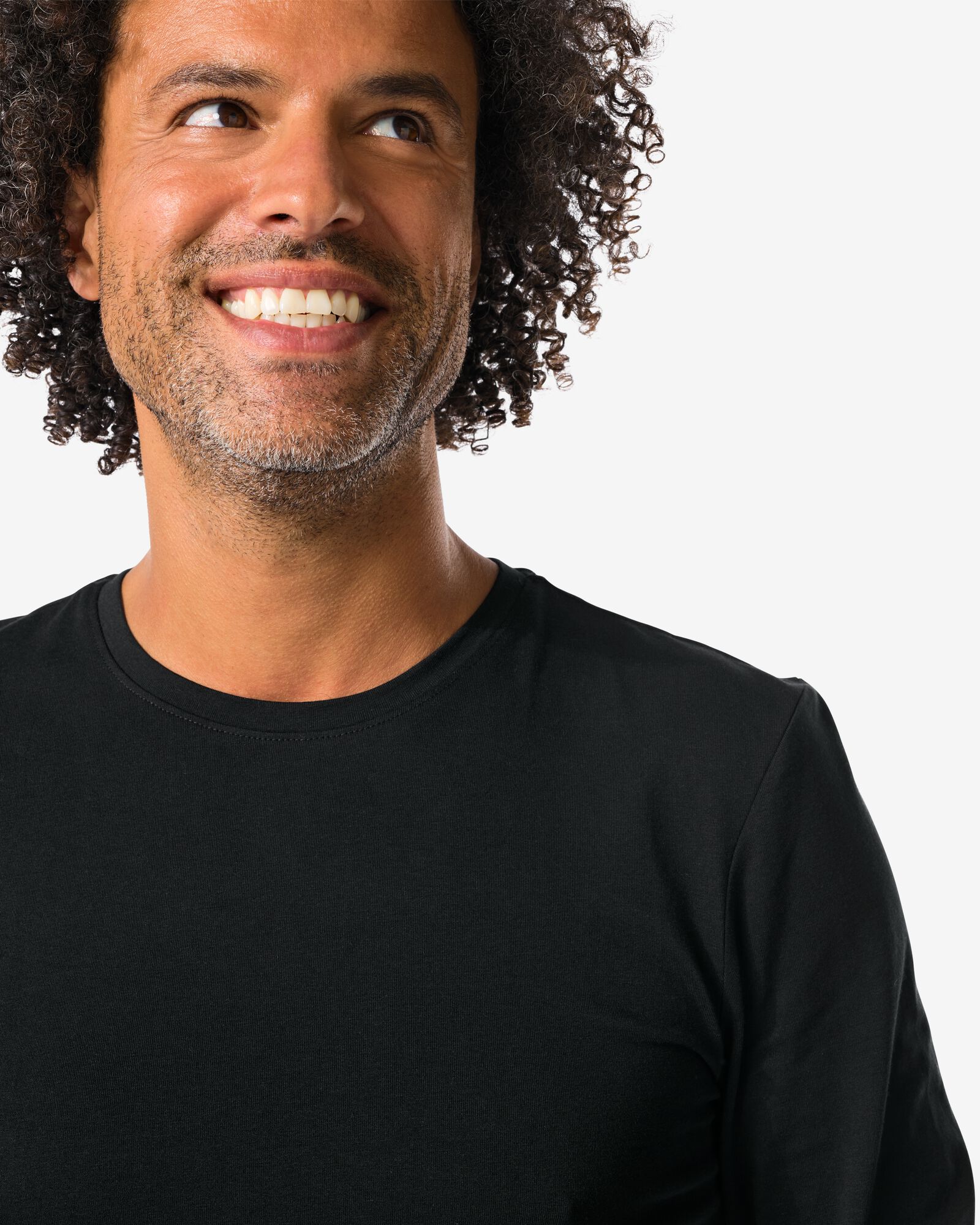 heren T-shirts lange mouw slimfit o-hals - 2 stuks zwart zwart - 34290690BLACK - HEMA