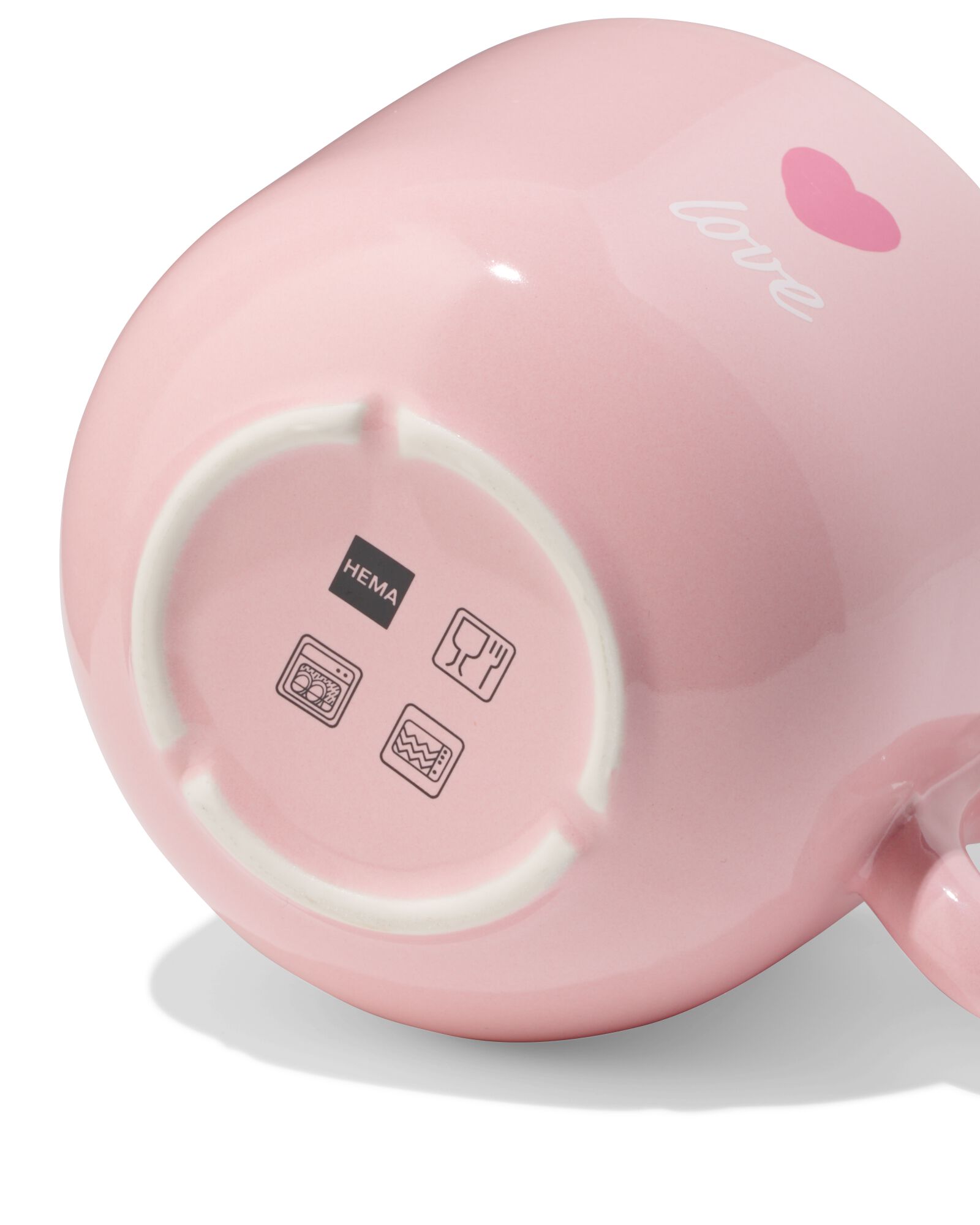 Teebecher 480 ml, Steingut, rosa, Herzen - 61100278 - HEMA