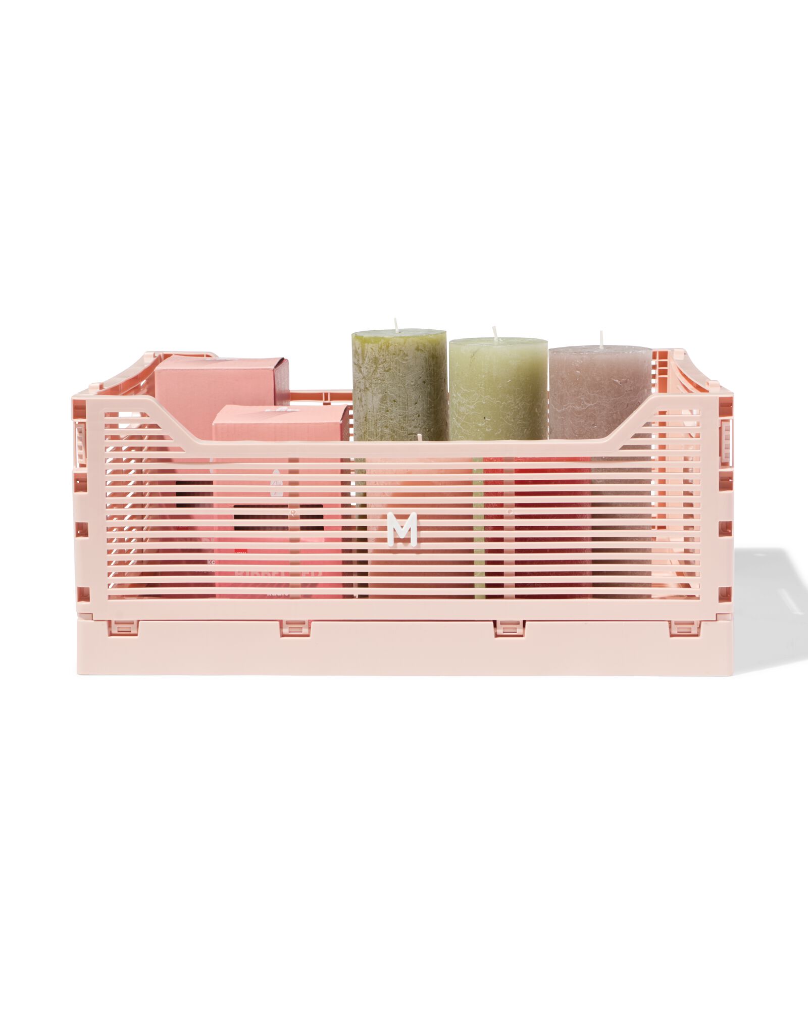 caisse pliante lettres recycl&eacute;e M rose p&acirc;le rose p&acirc;le M  30 x 40 x 17 - 39811076 - HEMA