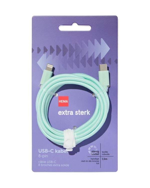 c&acirc;ble chargeur USB-C vers 8 broches 1,5m - 39680054 - HEMA