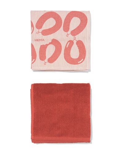 lot de torchons et d'essuie-mains saucisse fum&eacute;e - 2 pi&egrave;ces - 5400175 - HEMA