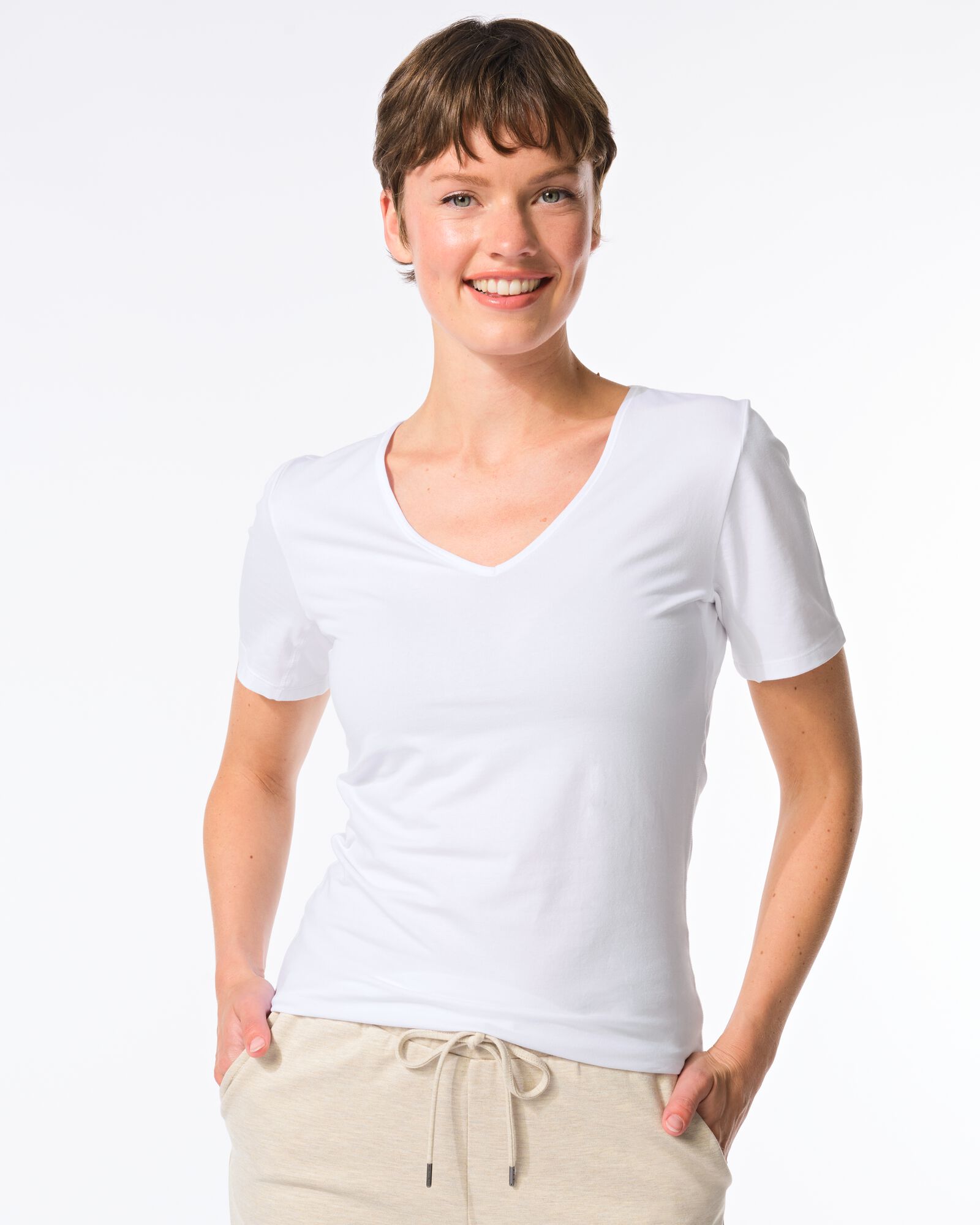 dames T-shirt perfect comfort katoen wit wit - 19611504WHITE - HEMA