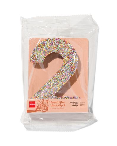 chiffre de f&ecirc;te 2 en chocolat avec perles multicolores - 10360003 - HEMA
