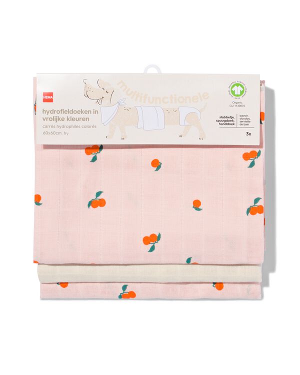hydrofieldoeken 60x60 structuur fruit - 3 stuks - 33302730 - HEMA