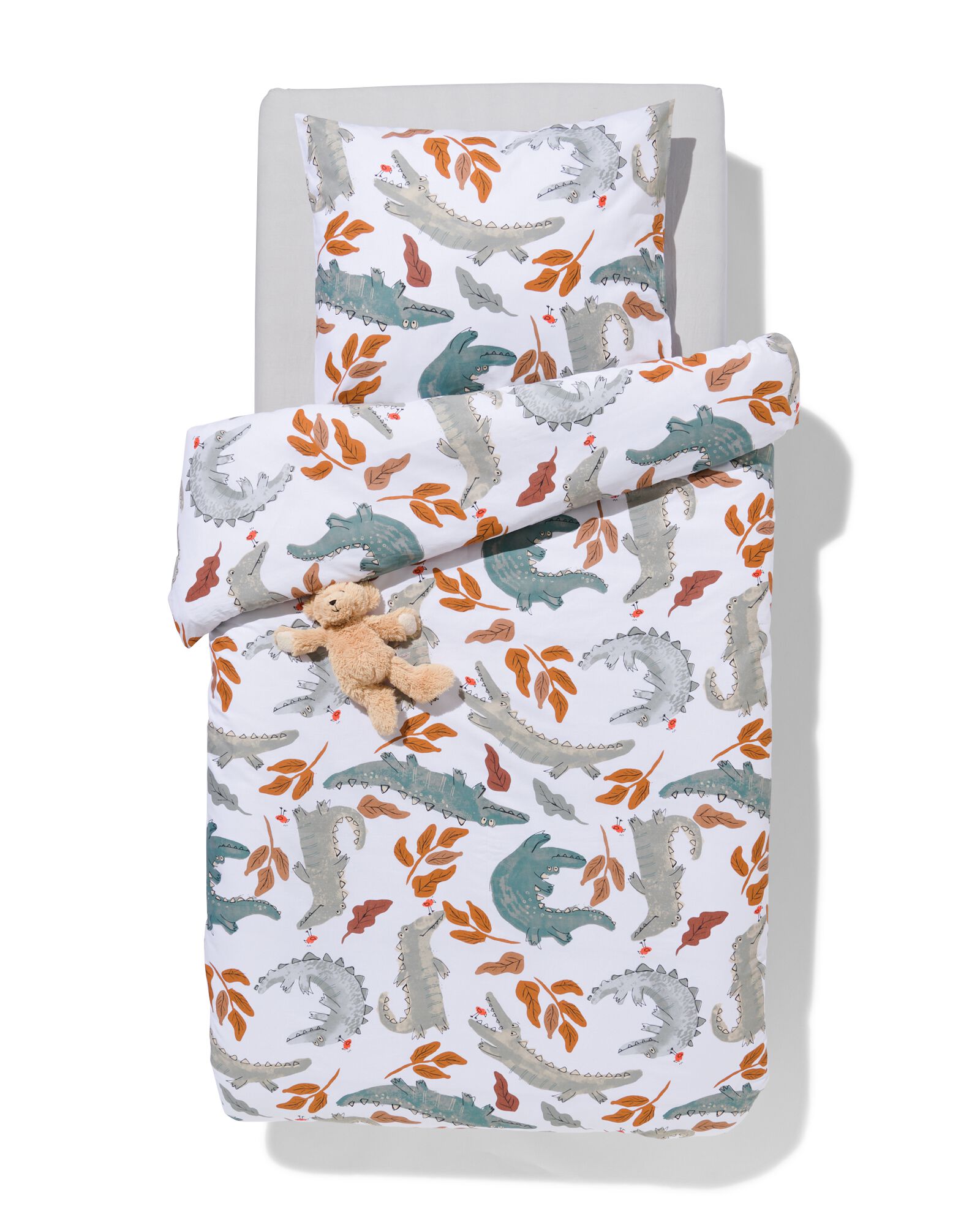 housse de couette enfant 140x200 coton doux crocodiles - 5730206 - HEMA