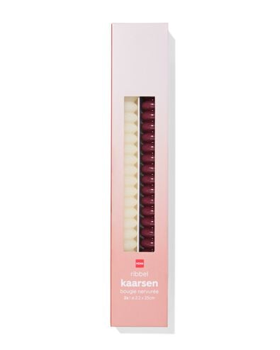 bougies longues ⌀2,2x25cm nervur&eacute;es rouge fonc&eacute; - 2 pi&egrave;ces - 13506129 - HEMA