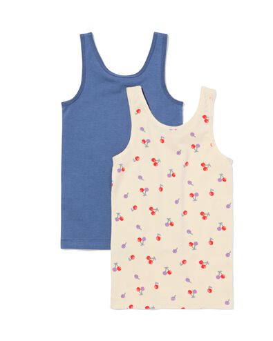 Kinder-Unterhemden aus Baumwollstretch, Kirschen &ndash; 2 St&uuml;ck blau - 19300240BLUE - HEMA
