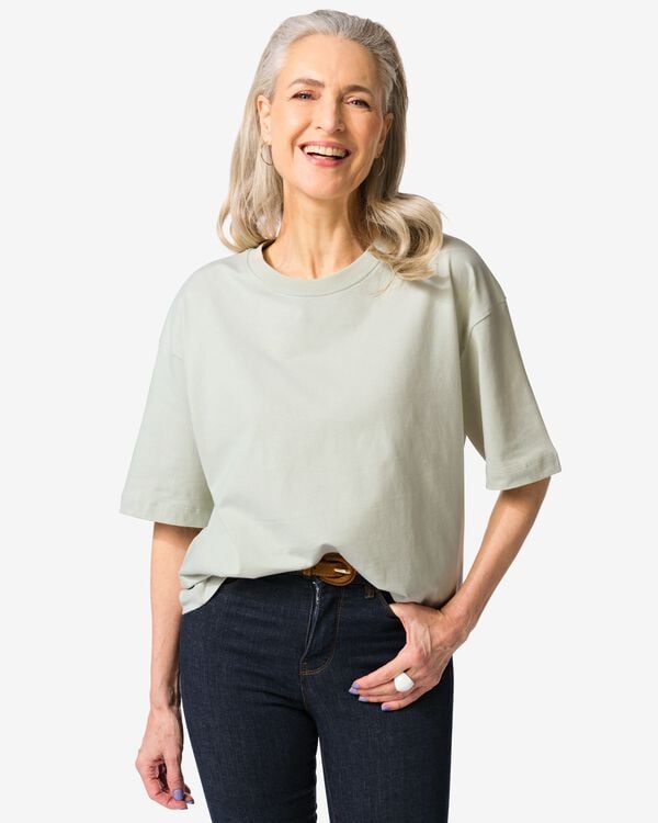 t-shirt femme Do coupe oversize vert clair vert clair - 36311530LIGHTGREEN - HEMA