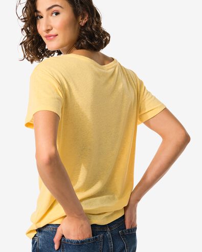 t-shirt femme Evie avec lin jaune L - 36258053 - HEMA