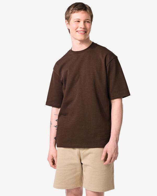 Herren-T-Shirt Job, Oversized Fit dunkelbraun dunkelbraun - 2179030DARKBROWN - HEMA