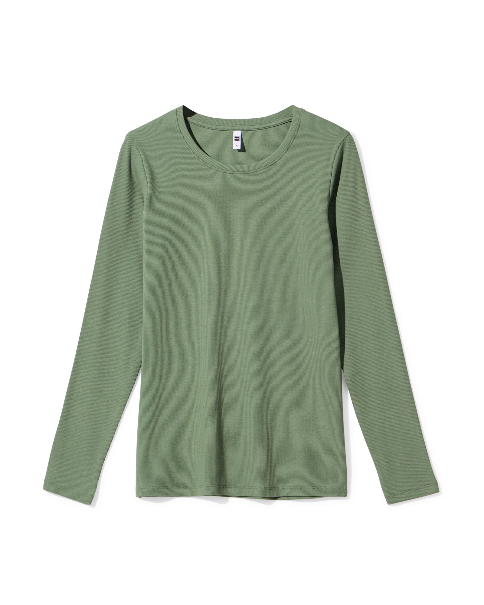 dames T-shirt Clara rib groen groen - 36302290GREEN - HEMA