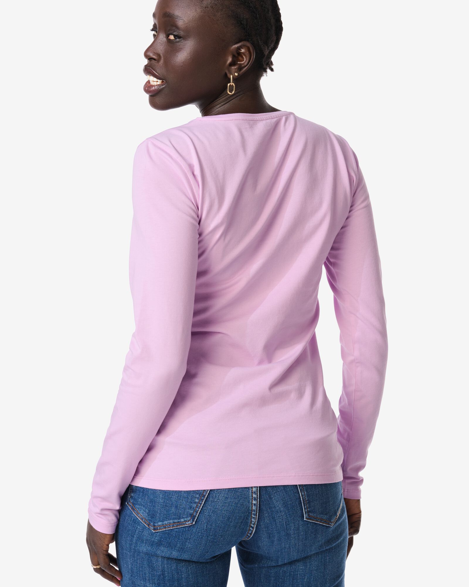 dames T-shirt slim fit o-hals roze roze - 36302120PINK - HEMA