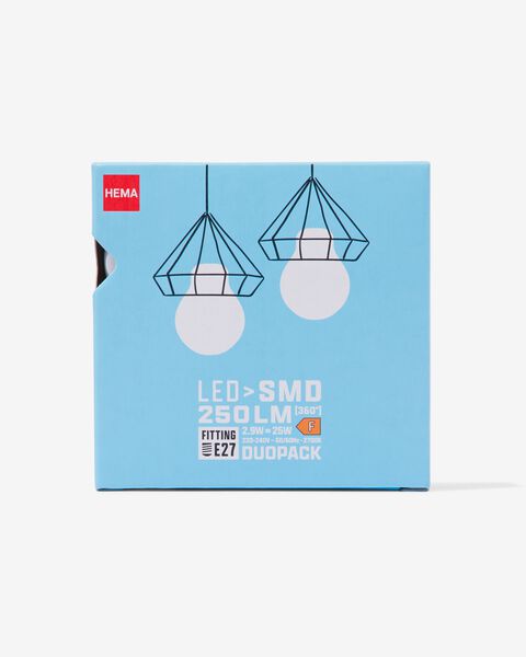 2 ampoules sphérique led smd E27 2,9W 250lm - 20070039 - HEMA