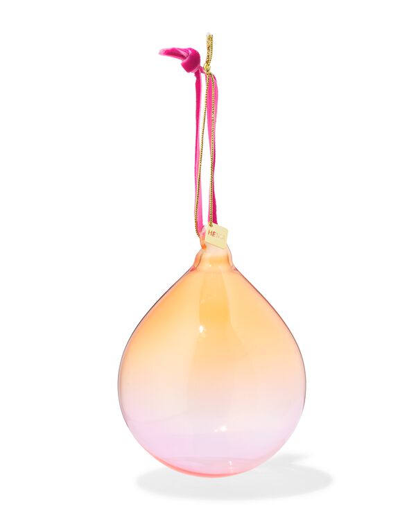 boule de No&euml;l 8 cm verre d&eacute;grad&eacute; rouge-orange - 25101287 - HEMA