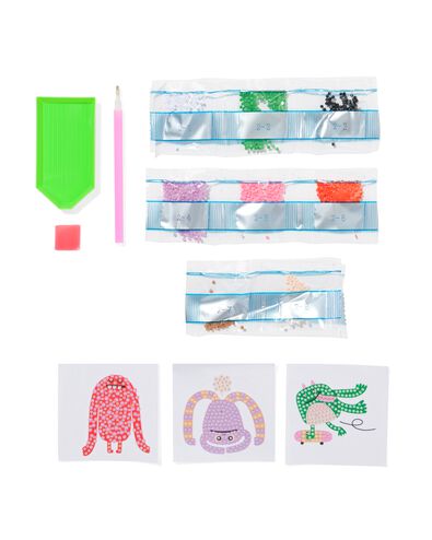 cr&eacute;ations diamants autocollants monstres - lot de 3 - 15900359 - HEMA